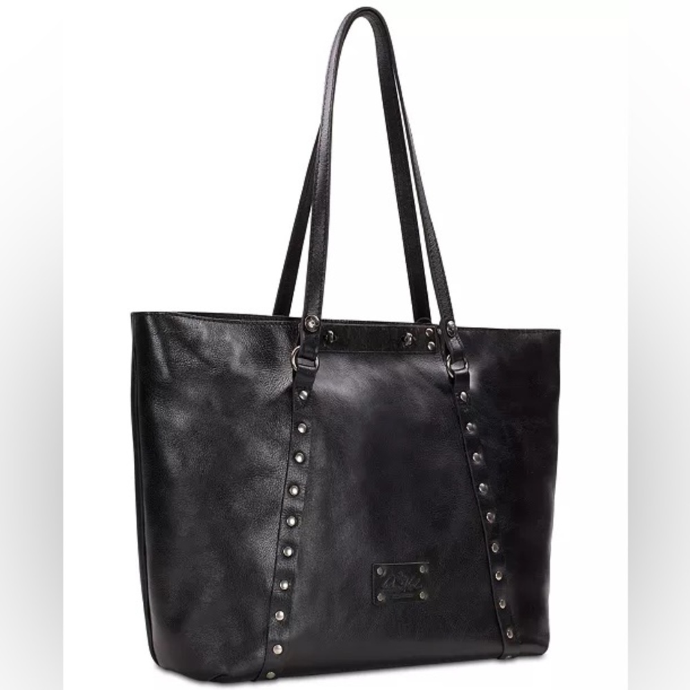Patricia Nash Benvenuto Smooth Leather Tote Bag Purse in black